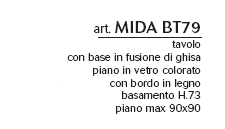 Schema Tavolo: Mida BT 79